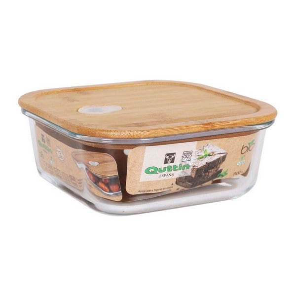 Boite carree couvercle bambou 14x14cm