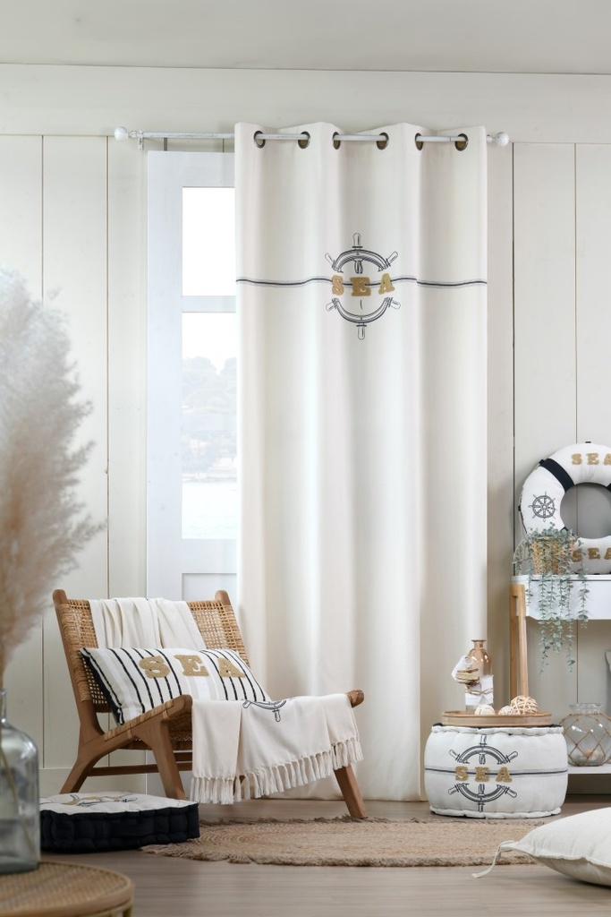 Maritime rideau 140x260 œil ecru