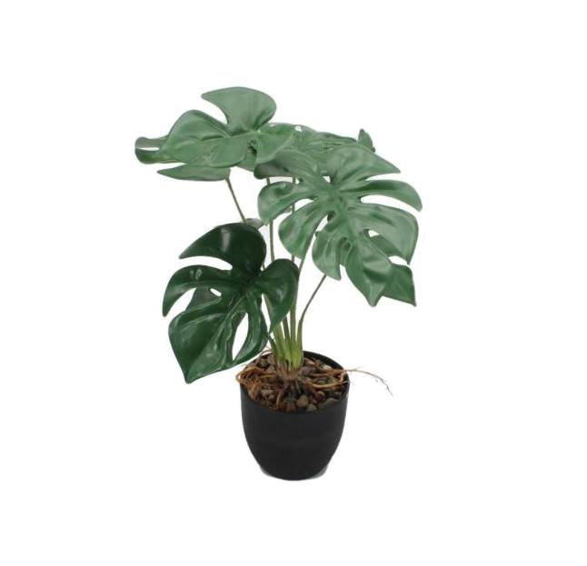 Fleur monstera en pot noir 38cm