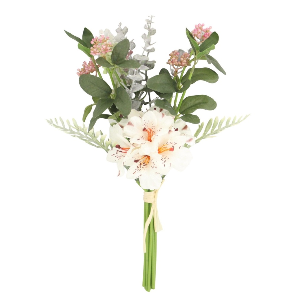 Bouquet lys tigrés blanc et feuillages