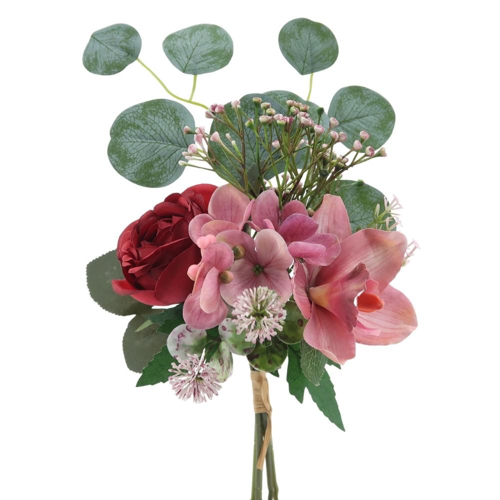 Bouquet rose orchidee hortensia coloris rouge rose