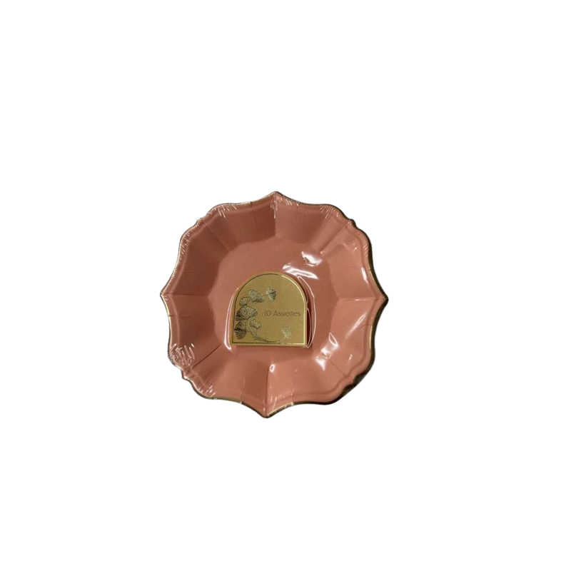 Assiette dessert rose x10