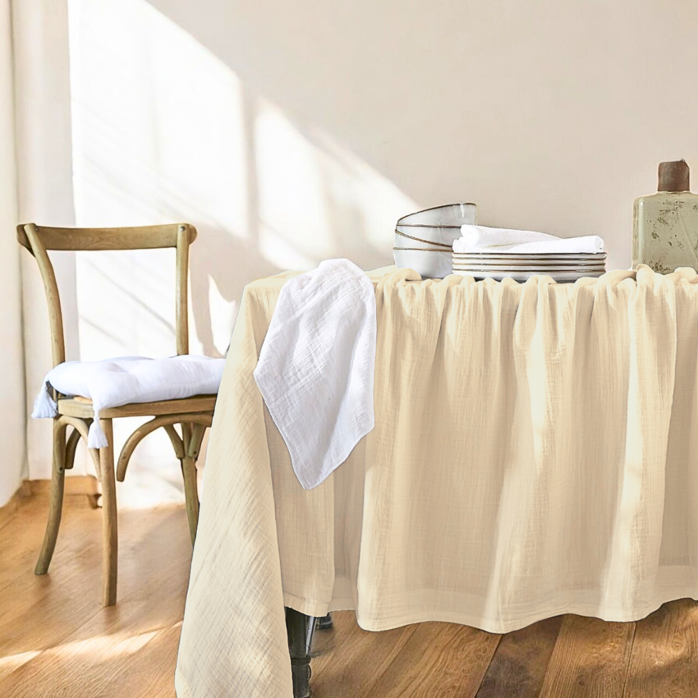 Nappe de table 140x250 grege gaze de coton celestia