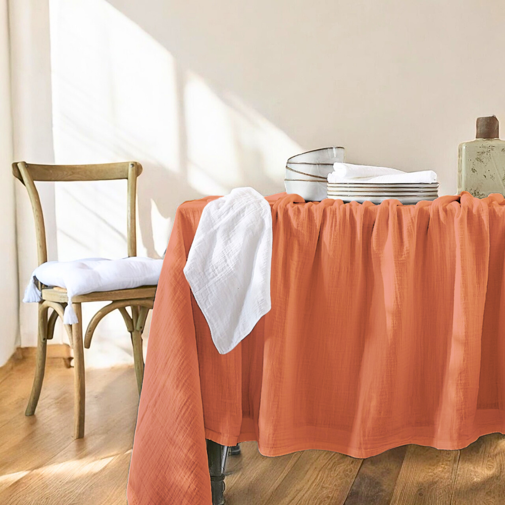 Nappe de table 140x250 terra gaze de coton celestia