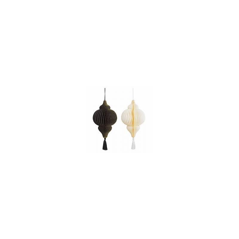 Lantern pap-pompom 14x14x15 blancxs