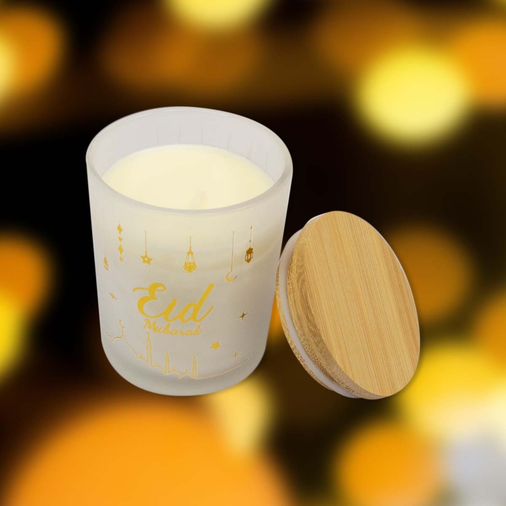 Bougie parfumée de l'eïd mubarak avec pot en verre