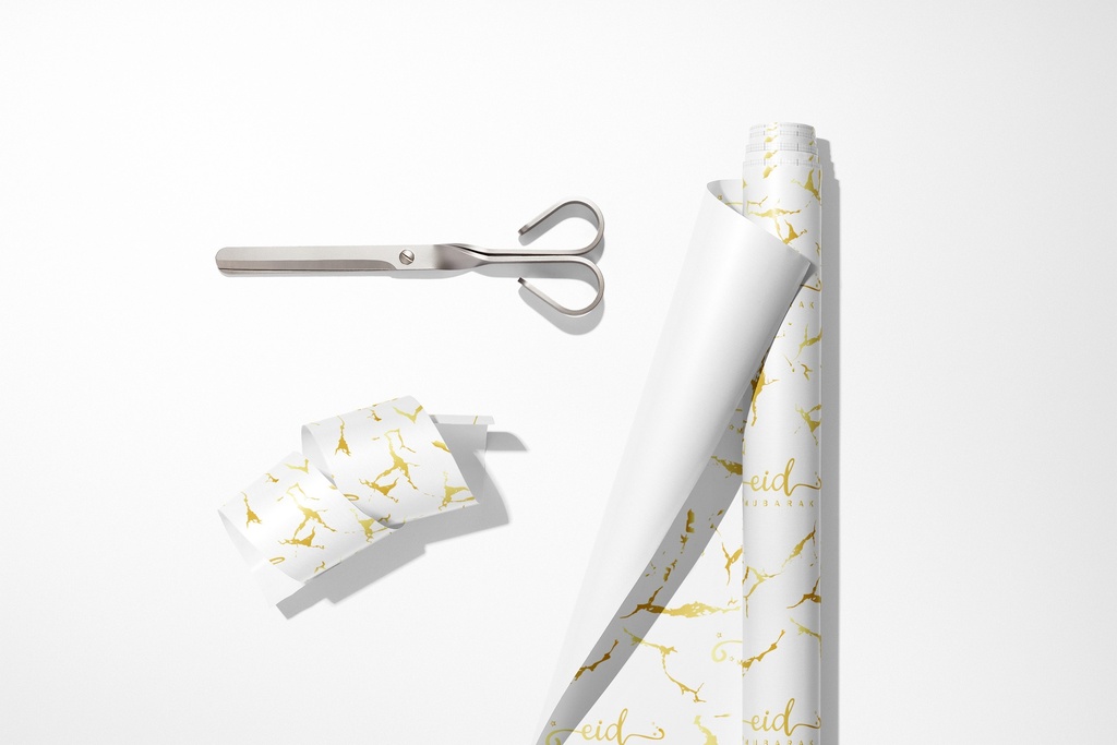 Papier cadeaux marbre blanc feuille d'or