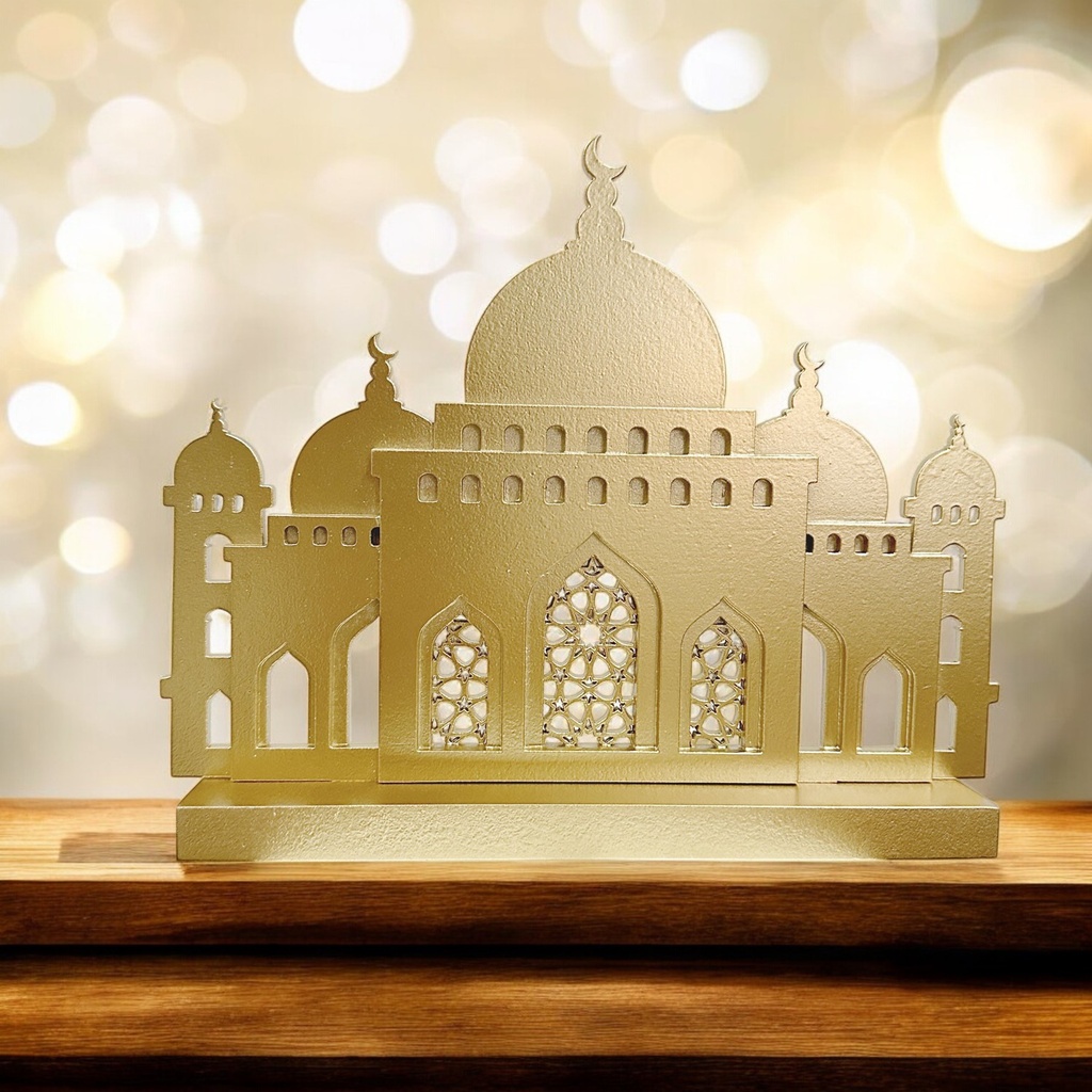 Ornement en bois mosquée d'or - 24*4*16.2 cm