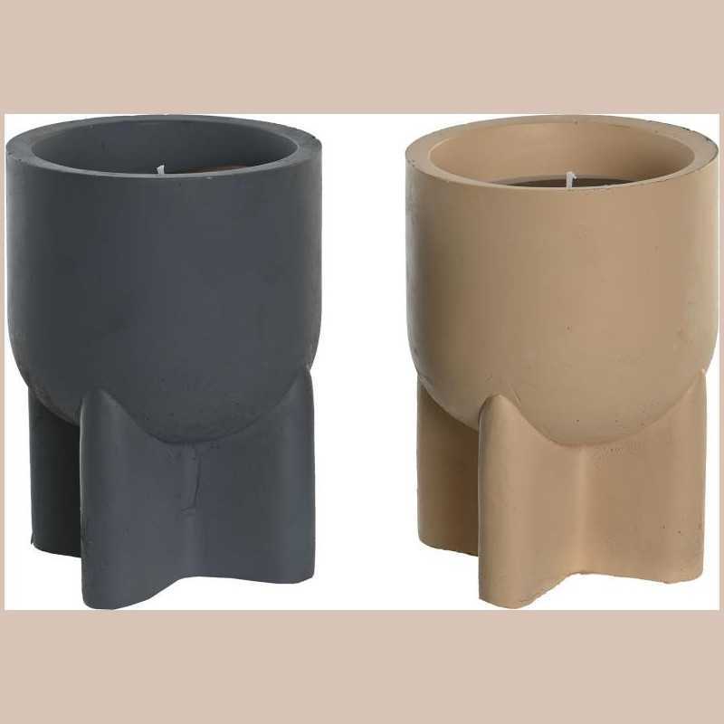 Bougeoir ciment 11x11x15 gris