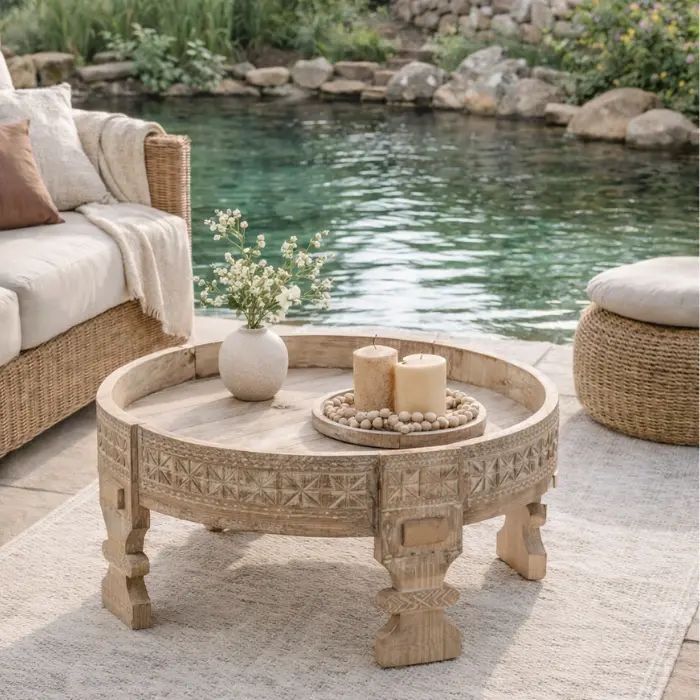 Petite table ronde naturel diamètre 60 cm