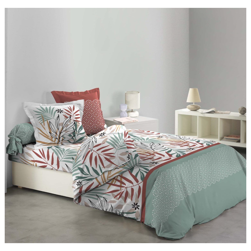 Parure couette 6 p. 240 x 220 cm imprime 42 fils allover melvina