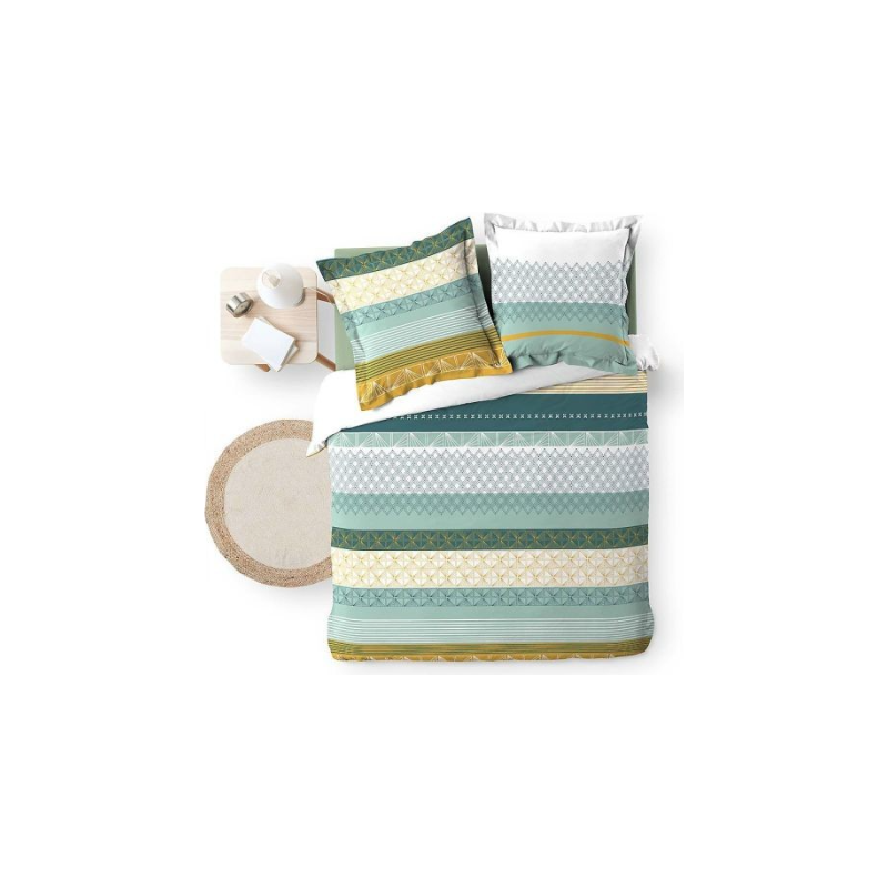 Parure couette 6 p. 240 x 220 cm imprime 42 fils allover juliane