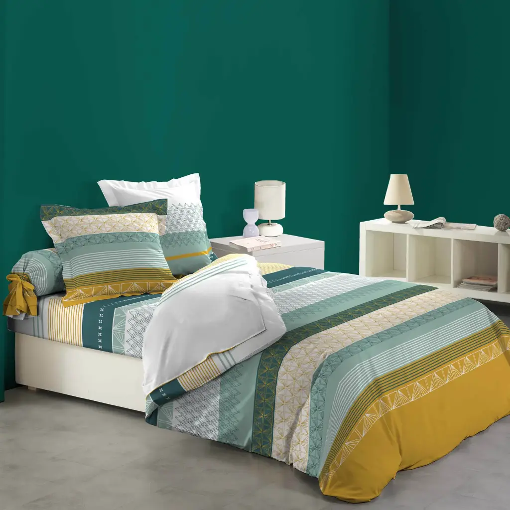 Parure couette 6 p. 240 x 220 cm imprime 42 fils allover juliane