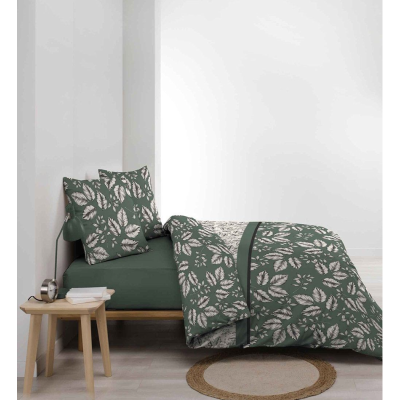 Parure 3 p. 240 x 220 cm imprime 52 fils allover marjolaine kaki