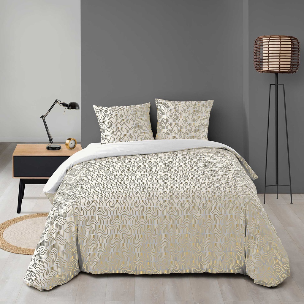 Parure 3 p. 240 x 220 cm microfibre imprimee or allover geor