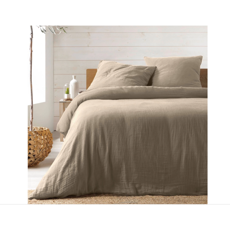 Parure 3 p. 260 x 240 cm double gaze coton uni 57 fils angelia sable