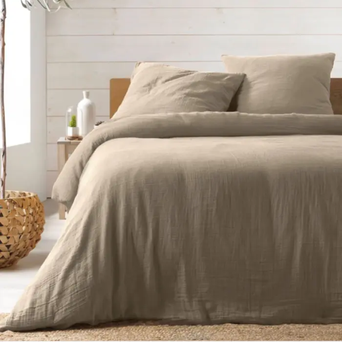Parure 3 p. 260 x 240 cm double gaze coton uni 57 fils angelia sable