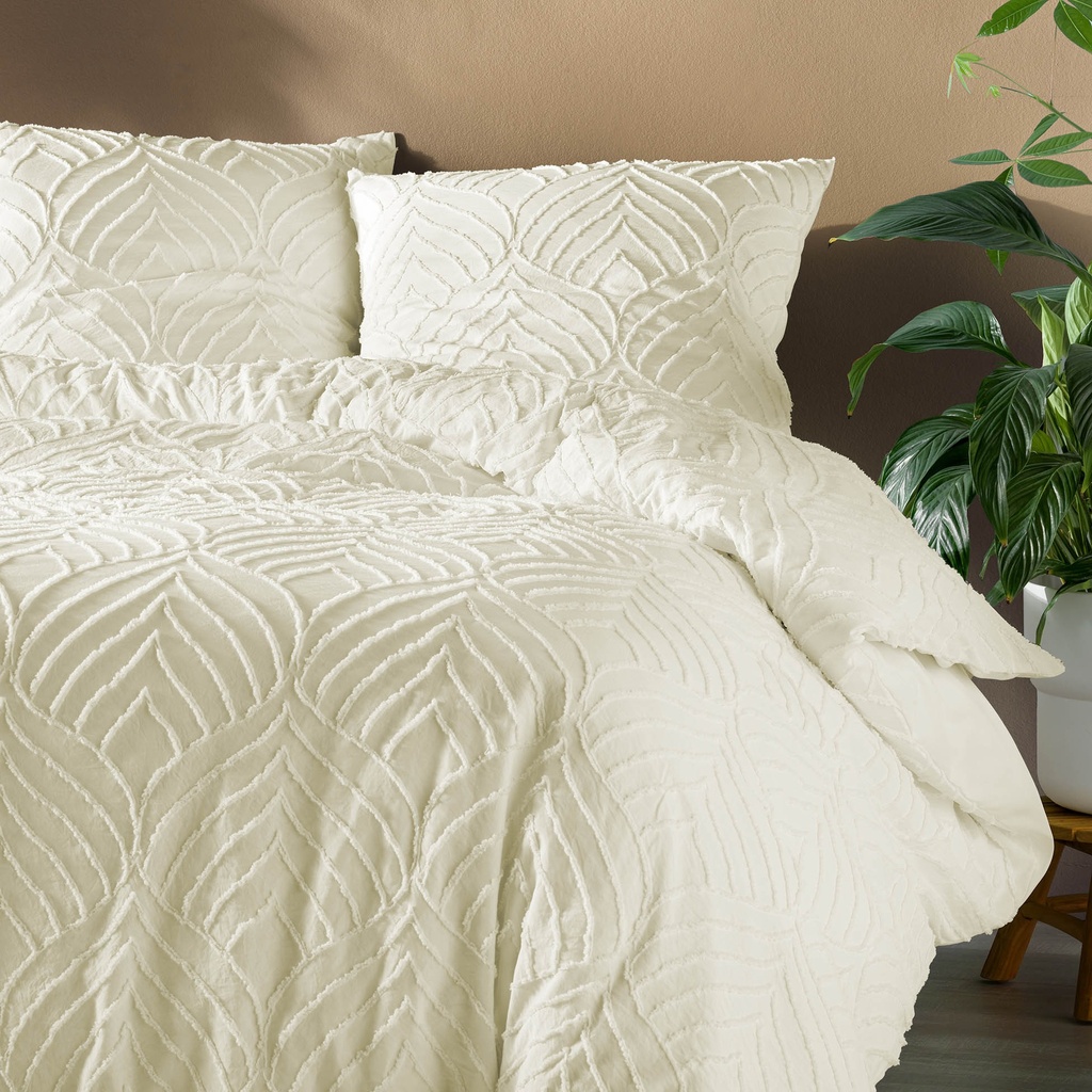 Parure 3 p. 240 x 220 cm microfibre unie tuftee heltie ivoire