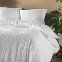 Parure 3 p. 240 x 220 cm microfibre unie tuftee heltie blanc