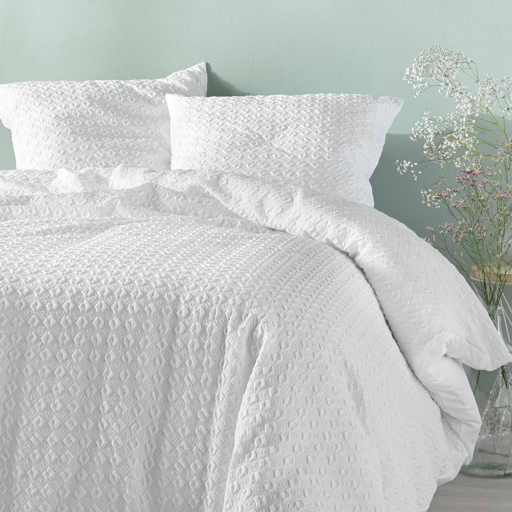 Parure 3 p. 240 x 220 cm microfibre unie gaufree litea