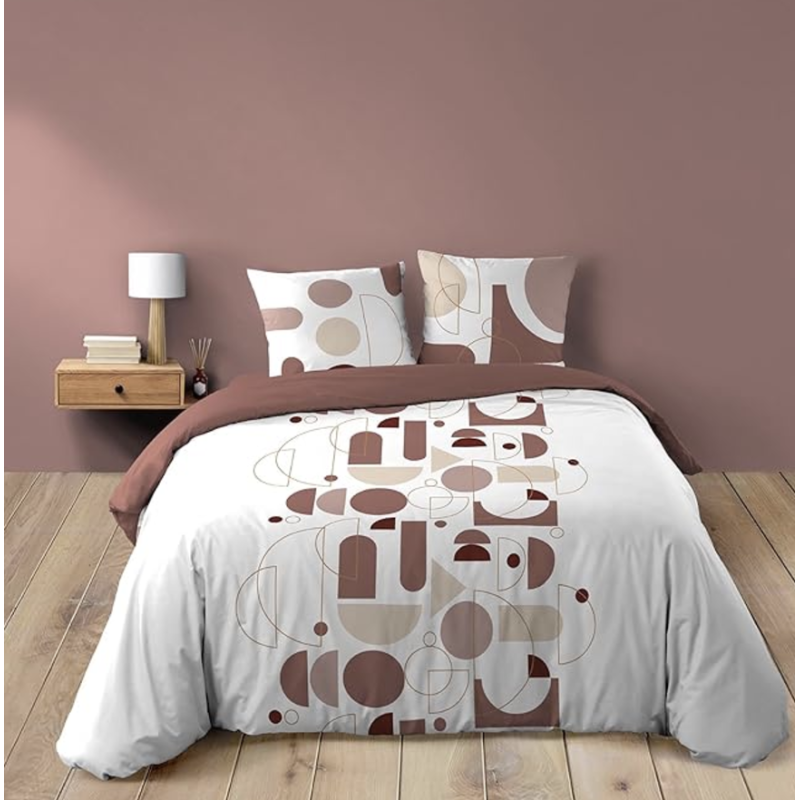 Parure 3 p. 240 x 220 cm imprime 42 fils allover chilipop rose