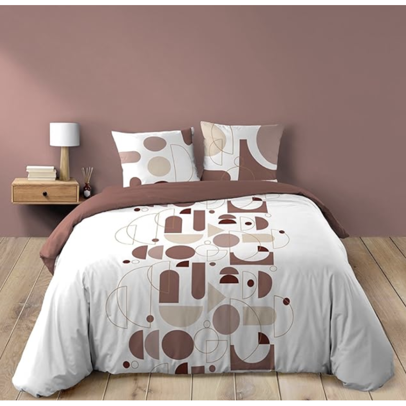 Parure 3 p. 260 x 240 cm imprime 42 fils allover chilipop rose