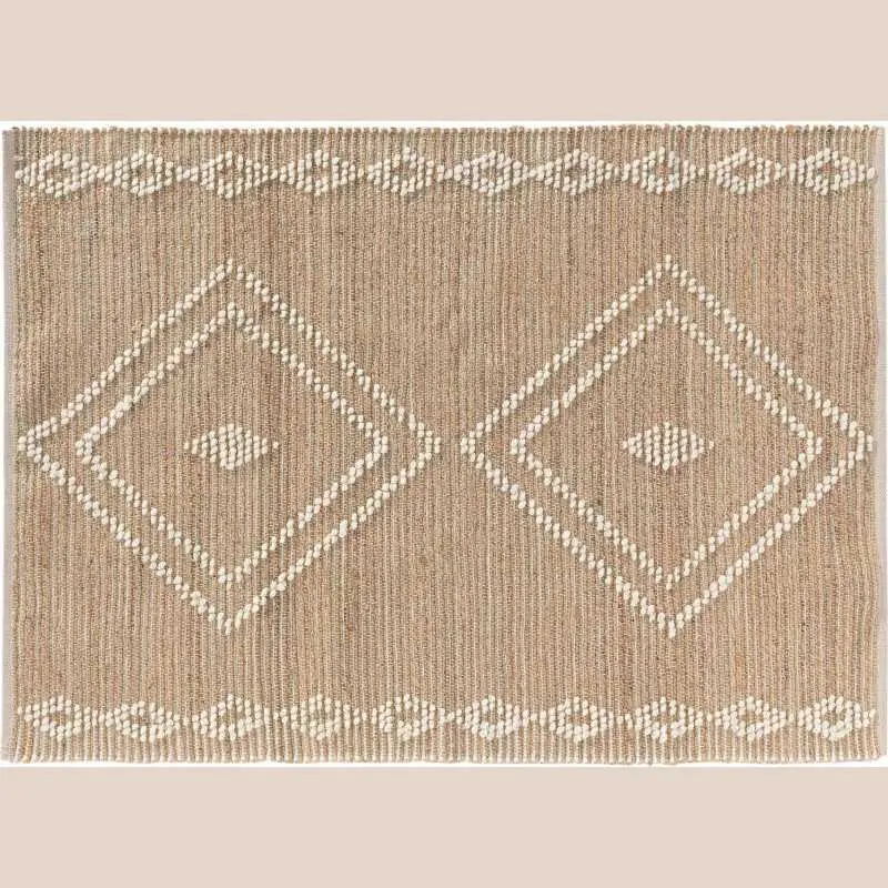 Tapis rectangle 120 x 170 cm jute uni/laine/coton uni floty