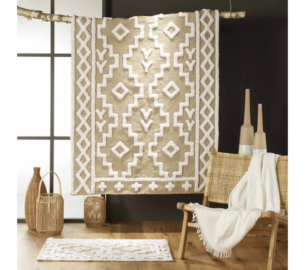 Tapis rectangle 120 x 170 cm jute uni+coton uni medine
