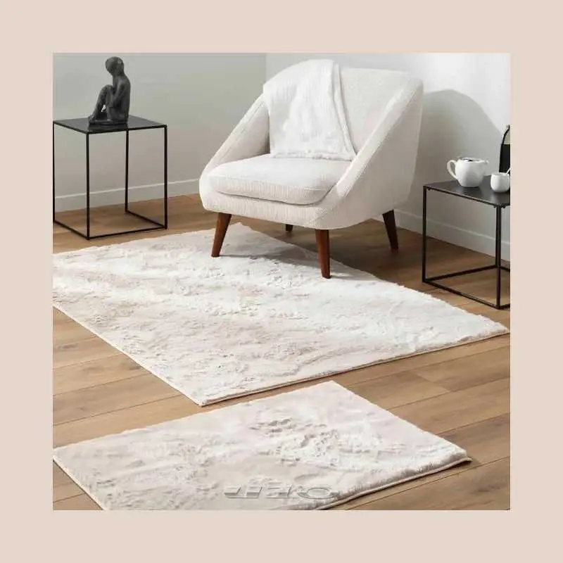 Tapis rectangle 120 x 170 cm imitation fourrure feline naturel