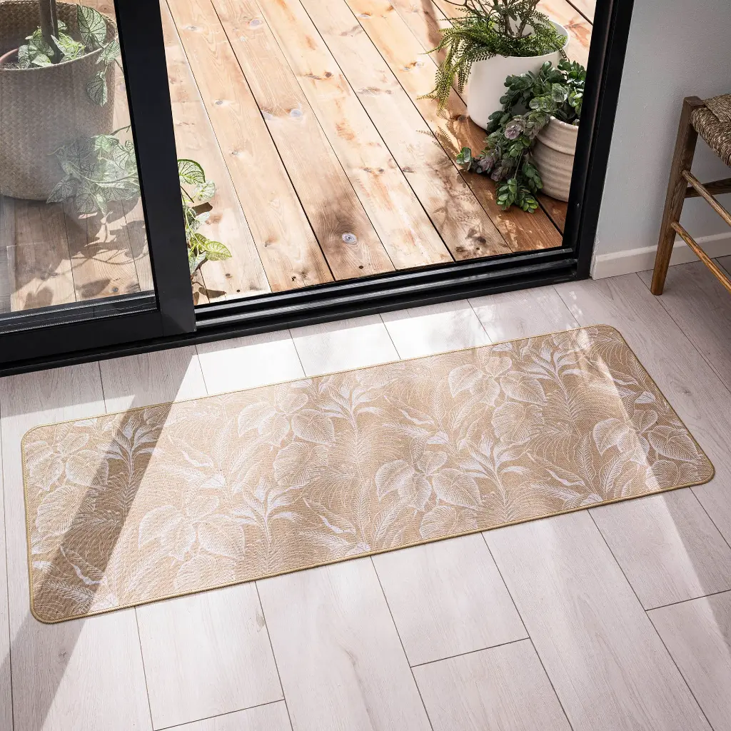 Tapis rectangle 45 x 120 cm tisse imprime stylis blanc