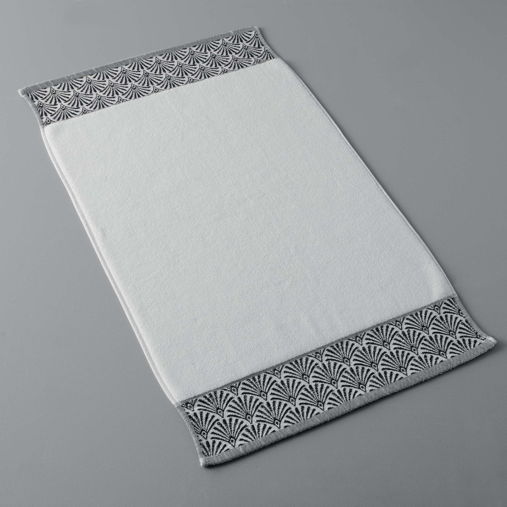Tapis de bain 50 x 85 cm eponge unie jacquard goldy blanc/argent