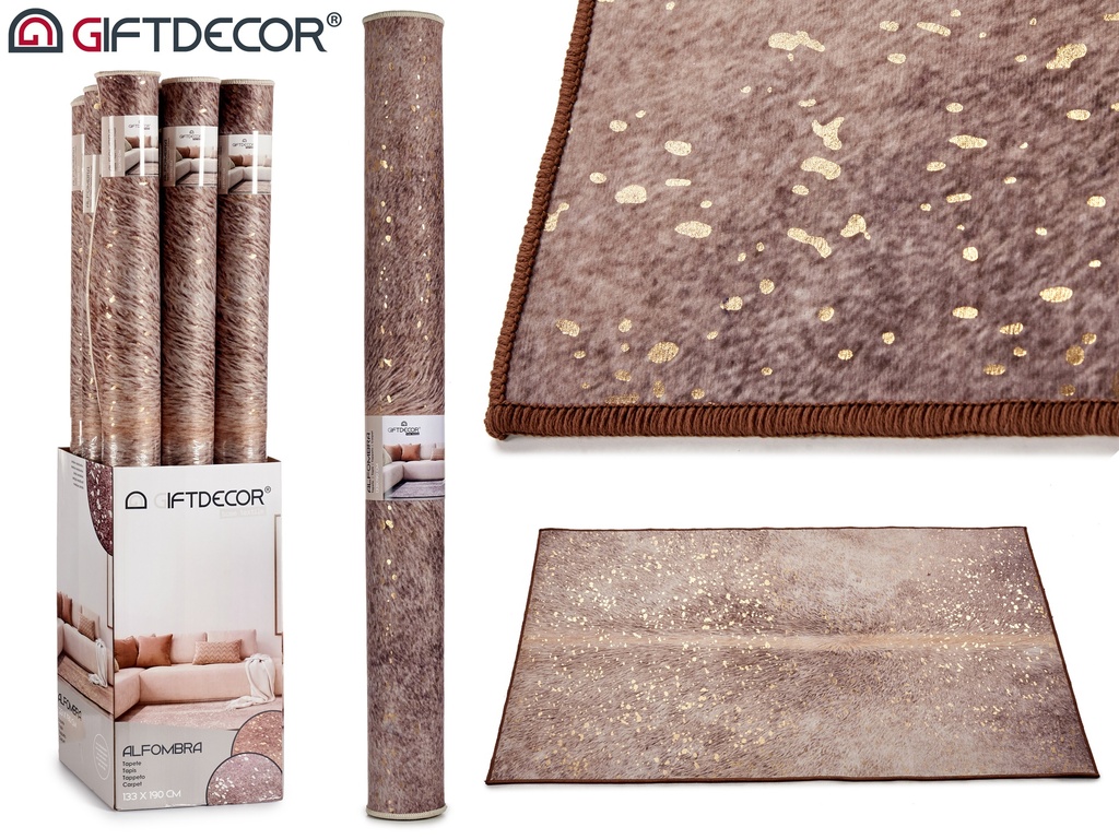Alfombra marron 133x190cm con manchas do