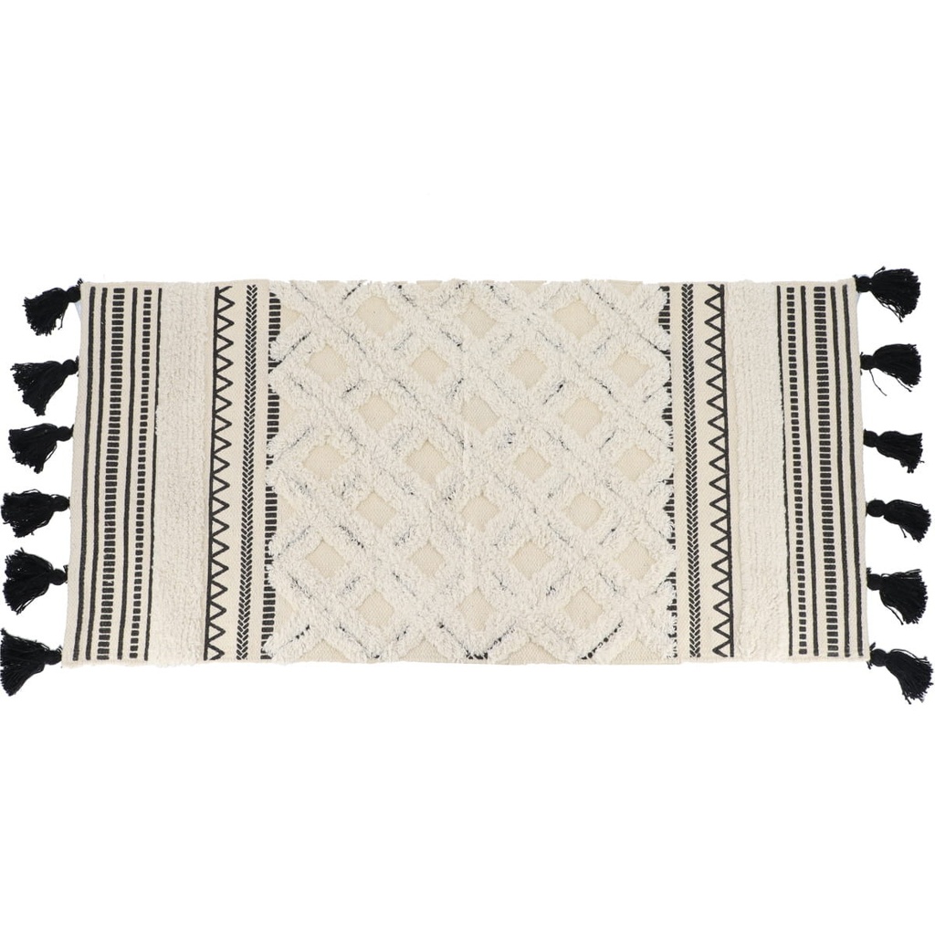 Tapis agadir coton/autres fibres 45x90 cm - noir/ blanc