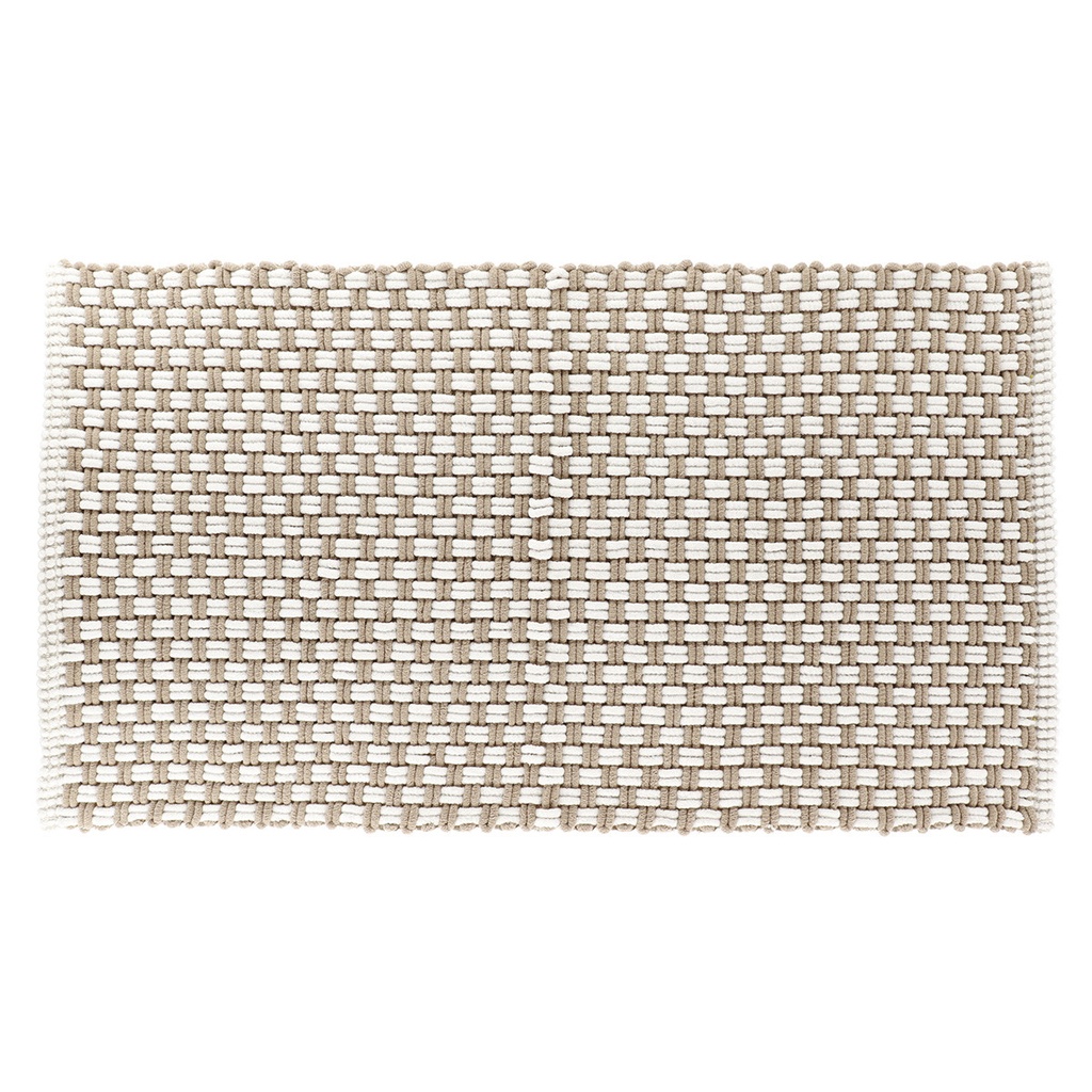 Tapis cuzco microfibre/coton aspect maille 45x90cm - taupe/naturel