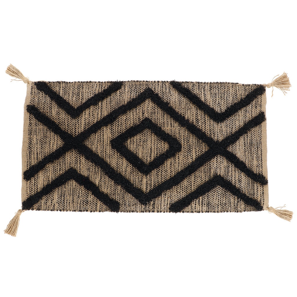 Tapis lagos coton/polyester/jute 45x90cm - naturel/noir