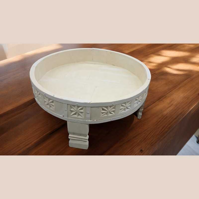 Table basse teck vieilli blanc