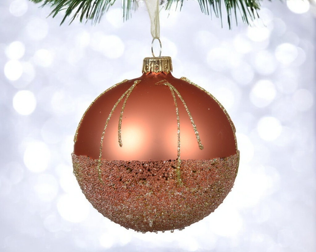 Boules verre mat ballotine avec lignes etincelantes 