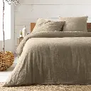 Parure de couette 3 pièces  double gaze de coton uni 57 fils (240 x 220 cm) Angelia Sable