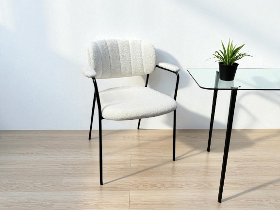 Chaise de salle à manger Velours Frédérique Blanc