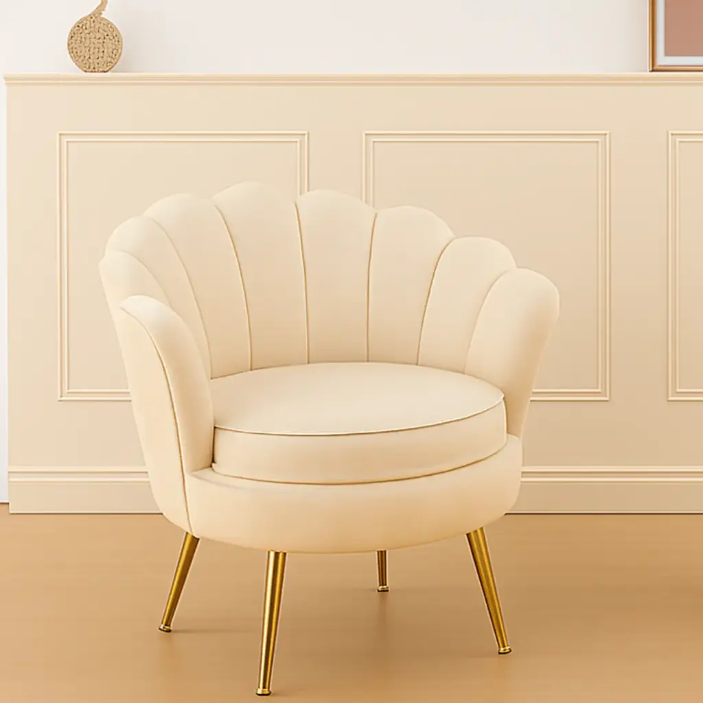 Fauteuil velours "Louna" blanc lin
