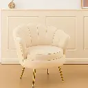 Fauteuil velours "Louna" blanc lin