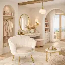 Fauteuil velours "Louna" blanc lin