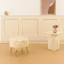 Pouf rond "Louna" blanc lin