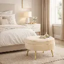 Pouf rond "Louna" blanc lin