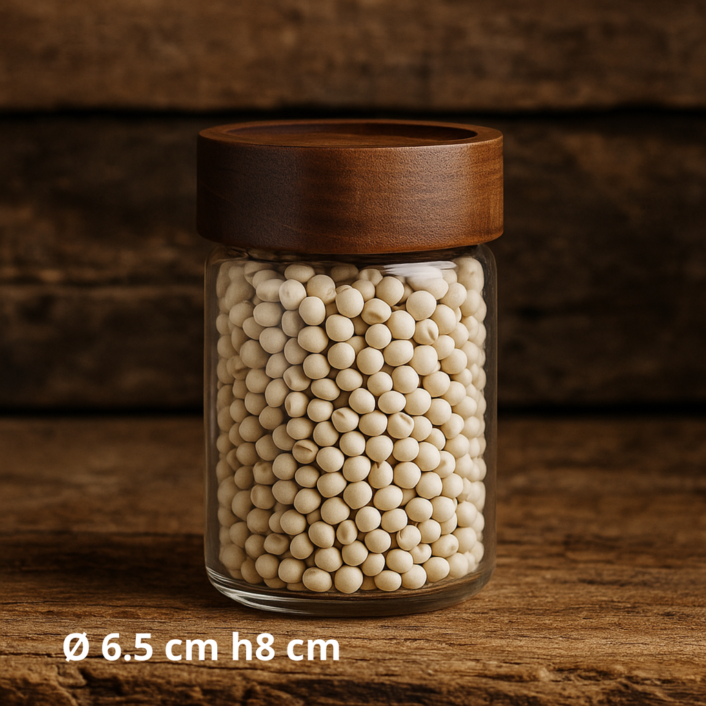 Bocal en verre avec couvercle en acacia Ø 6.5 cm h8 cm