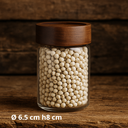 Bocal en verre avec couvercle en acacia Ø 6.5 cm h8 cm