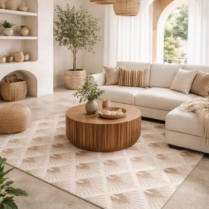 Tapis "Yugen" beige en 160*230 cm