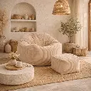 fauteuil et pouf "Sylvestre"