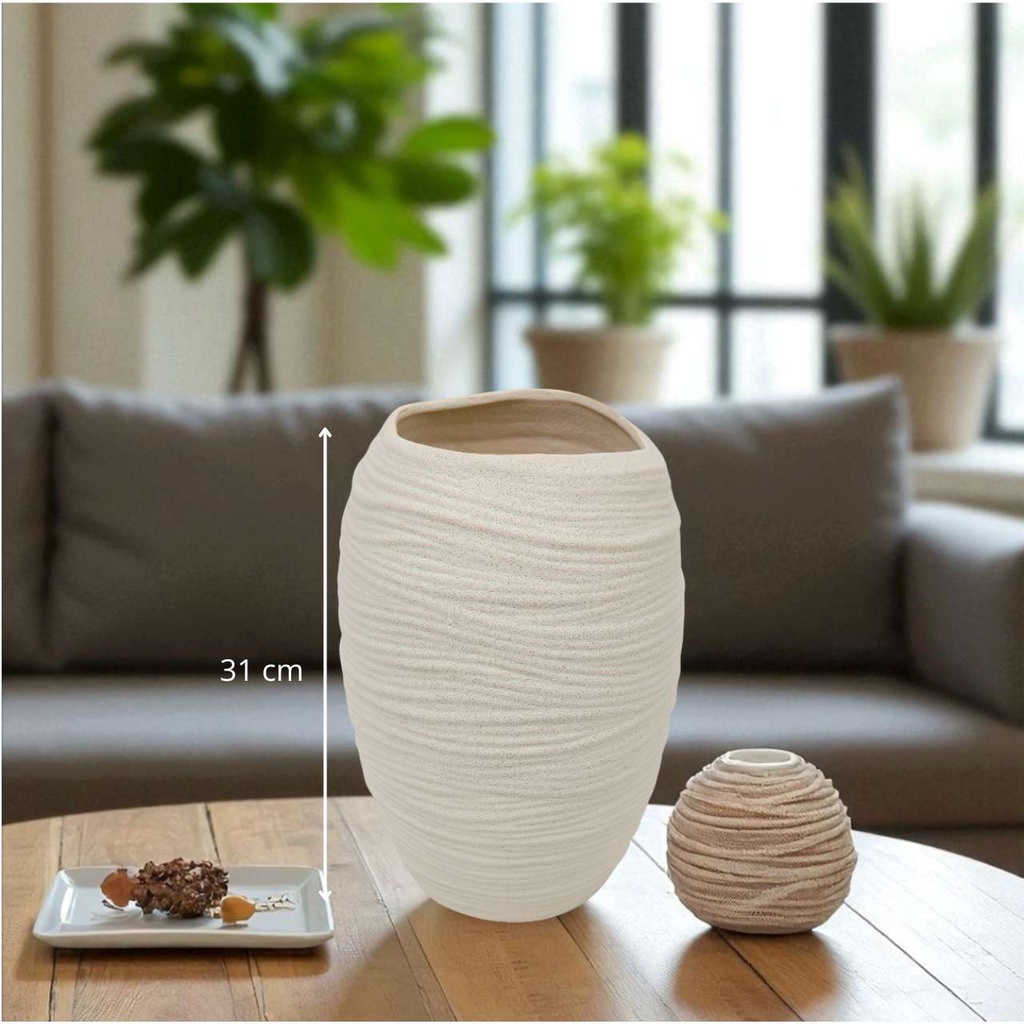 Vase ceramique beige h31.5