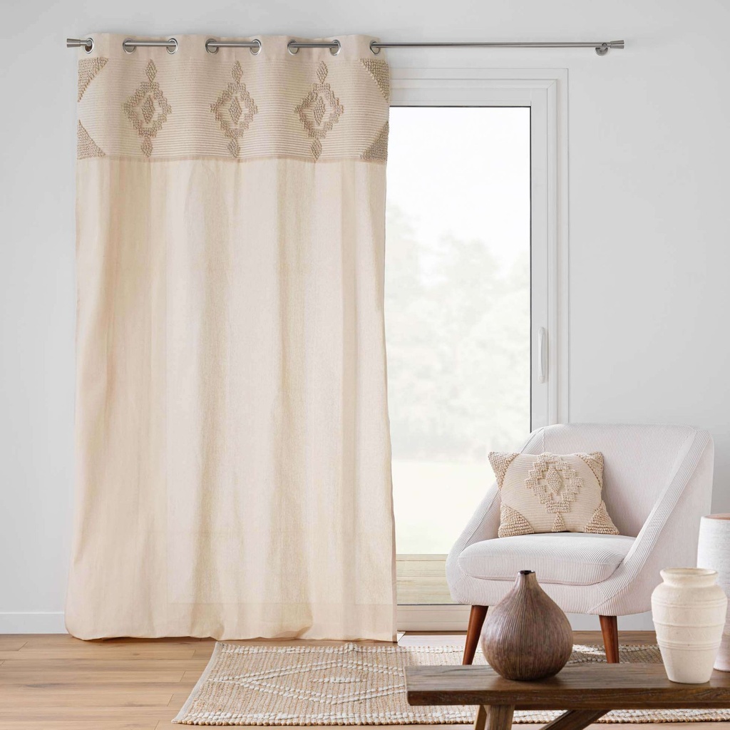 Rideau a oeillets 140 x 240 cm coton/polyester+top fantaisie kamary